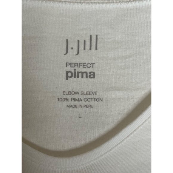 J. Jill Perfect Pima Women's Size L gray Elbow Sleeve V-Neck Top Quality Minima - Picture 10 of 14